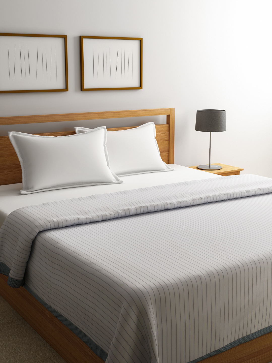 

Dreamscape Off-White Striped AC Room 120 GSM Double Bed Blanket