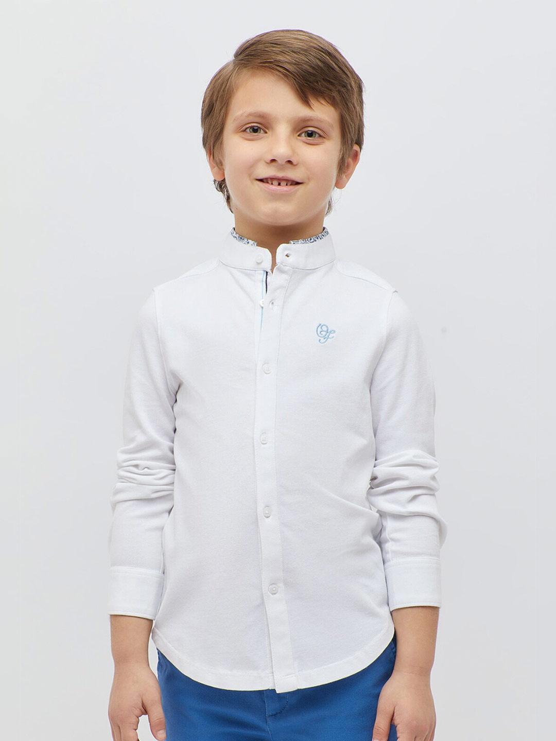 

One Friday Boys Mandarin Collar Long Sleeves Formal Shirt, White