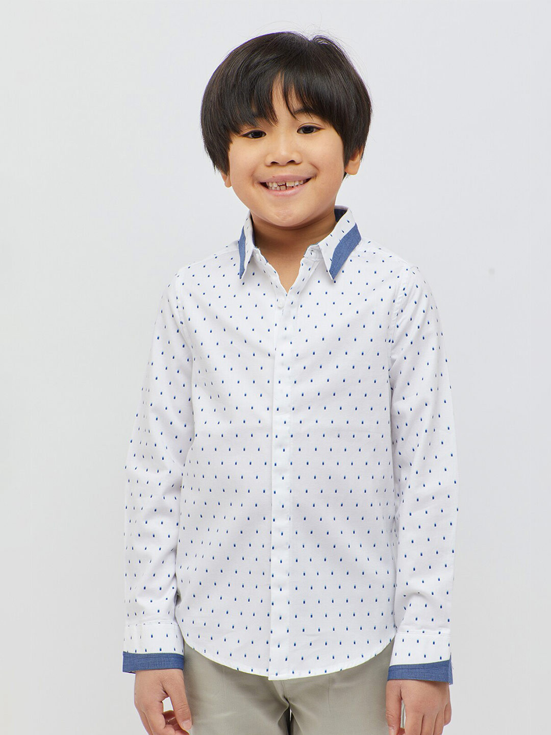 

One Friday Boys Premium Printed Twill Weave Pure Cotton Casual Shirt, Off white