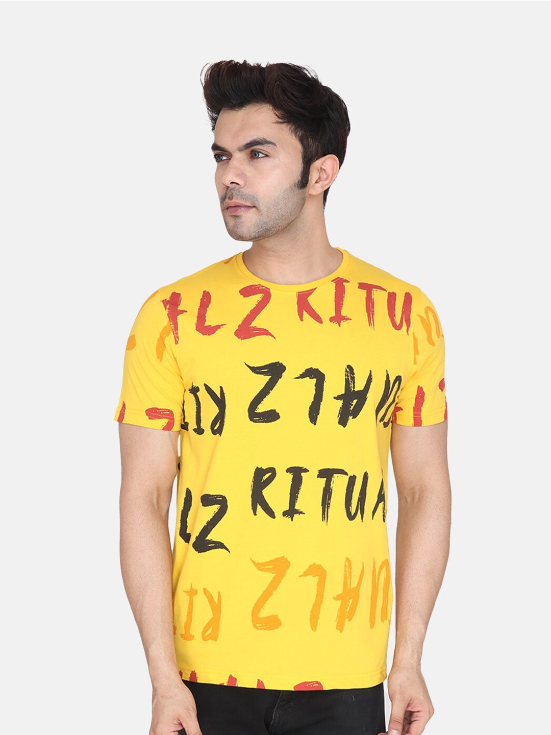 

Albion Typography Printed Pure Cotton T-shirt, Yellow