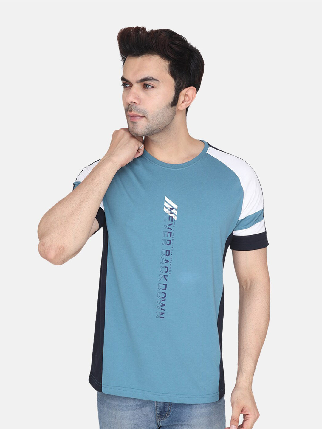 

Albion Typography Printed Pure Cotton T-shirt, Blue