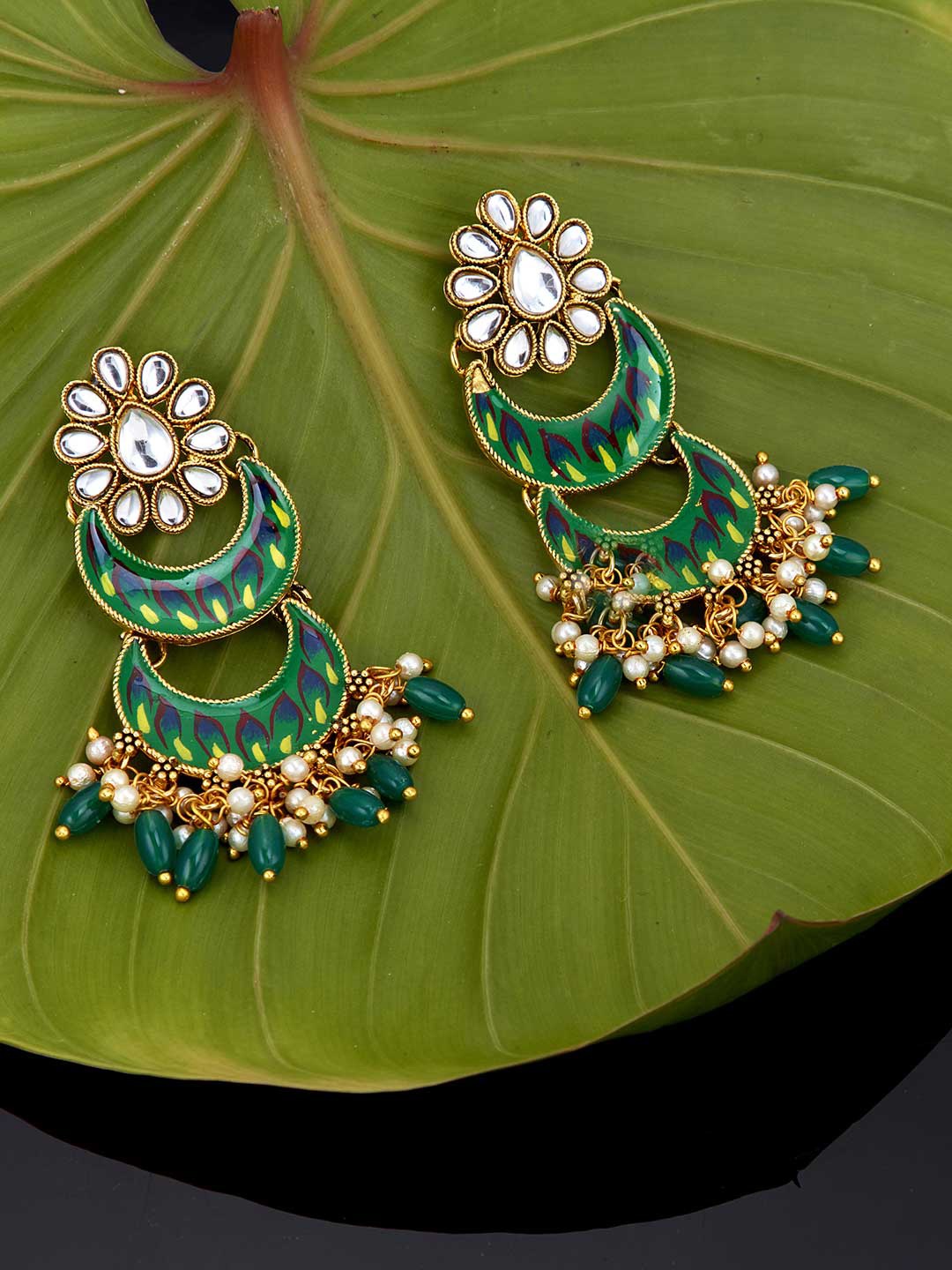 

Sukkhi Gold Plated Contemporary Meenakari Chandbalis