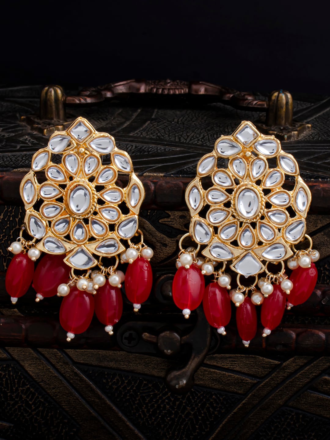 

Sukkhi Gold Plated Contemporary Kundan Drop Earrings