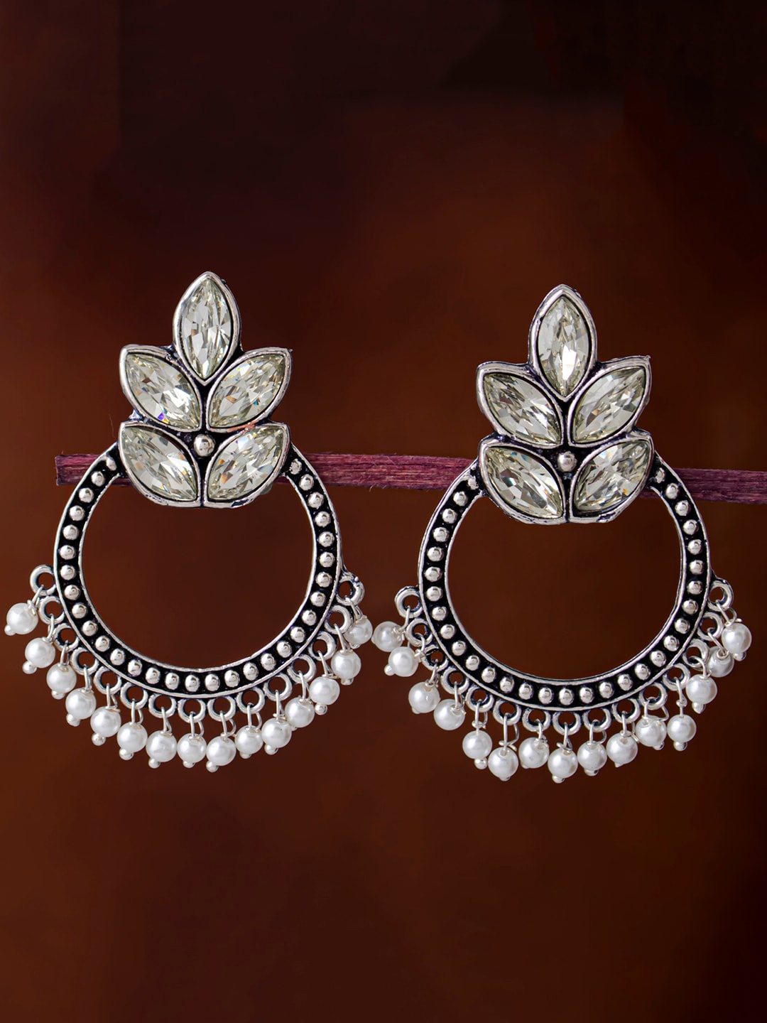 

Sukkhi Silver-Plated Contemporary Beaded Chandbalis