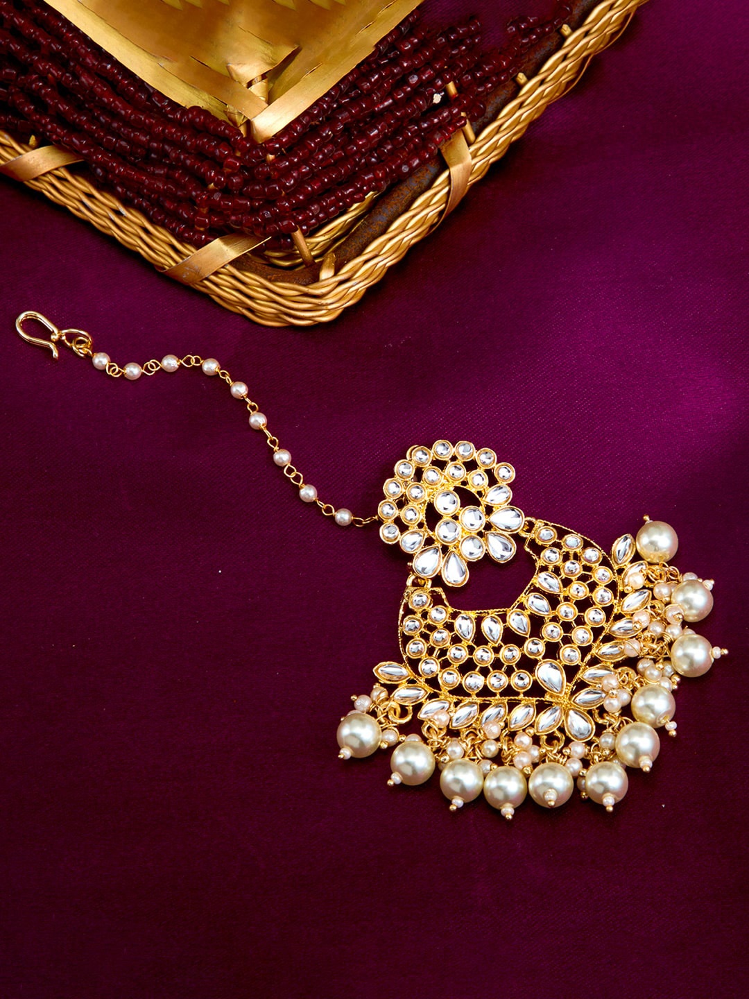 

Sukkhi Gold-Plated Kundan Studded Maang Tikka