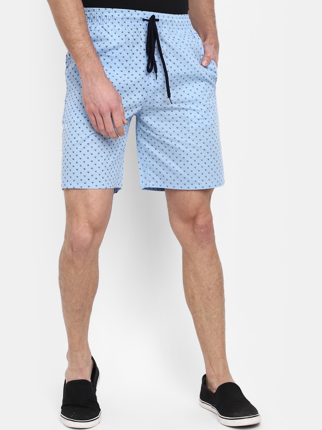 

V-Mart Men Printed Mid-Rise Cotton Shorts, Blue