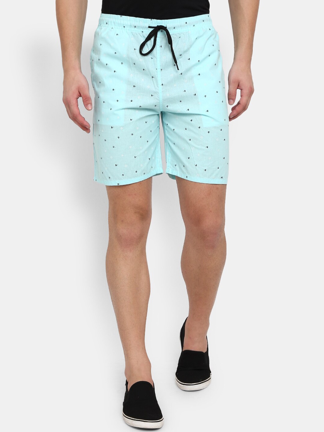 

V-Mart Men Printed Mid-Rise Cotton Shorts, Blue