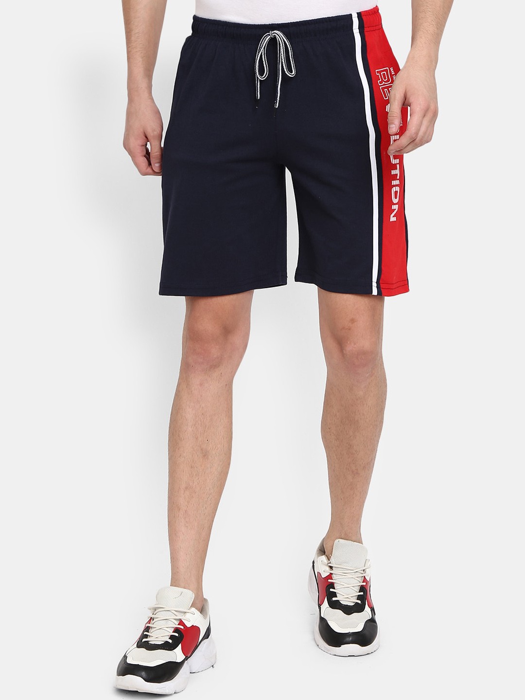 

V-Mart Men Mid-Rise Cotton Shorts, Navy blue