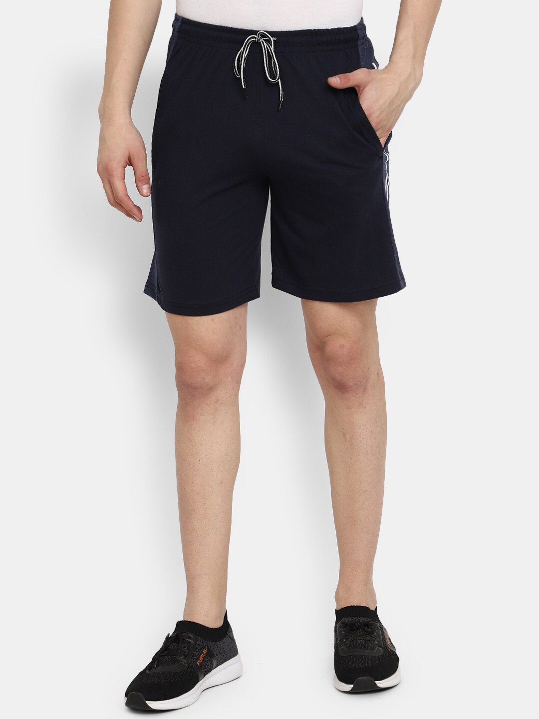 

V-Mart Men Mid-Rise Cotton Sports Shorts, Navy blue
