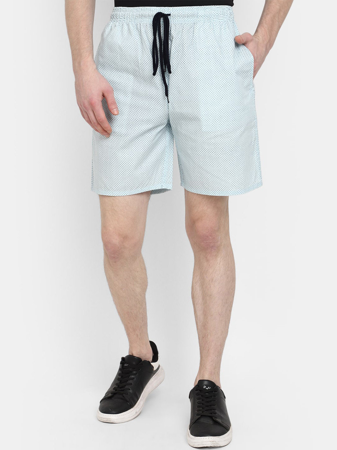 

V-Mart Men Conversational Printed Mid-Rise Casual Shorts, Blue