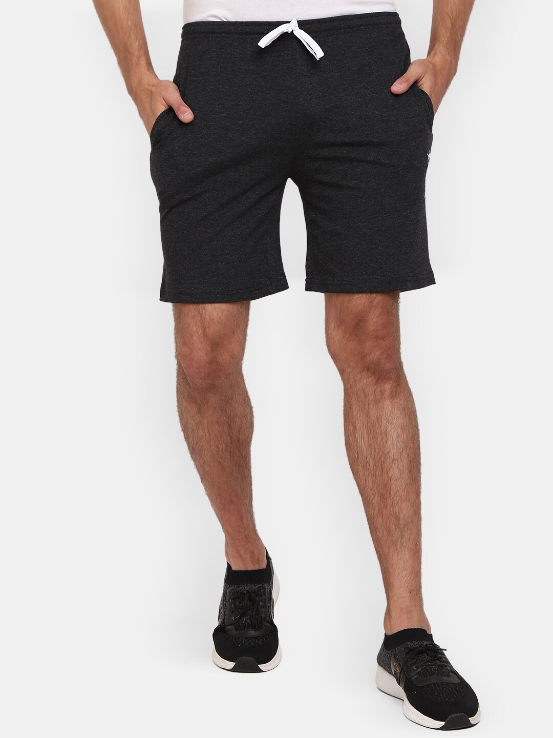 

V-Mart Men Mid-Rise Knee Length Casual Shorts, Charcoal