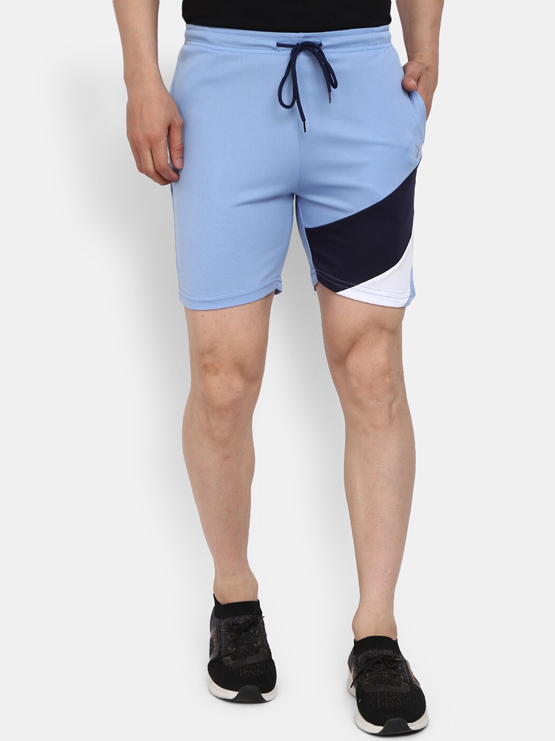 

V-Mart Men Colourblocked Cotton Sports Shorts, Blue