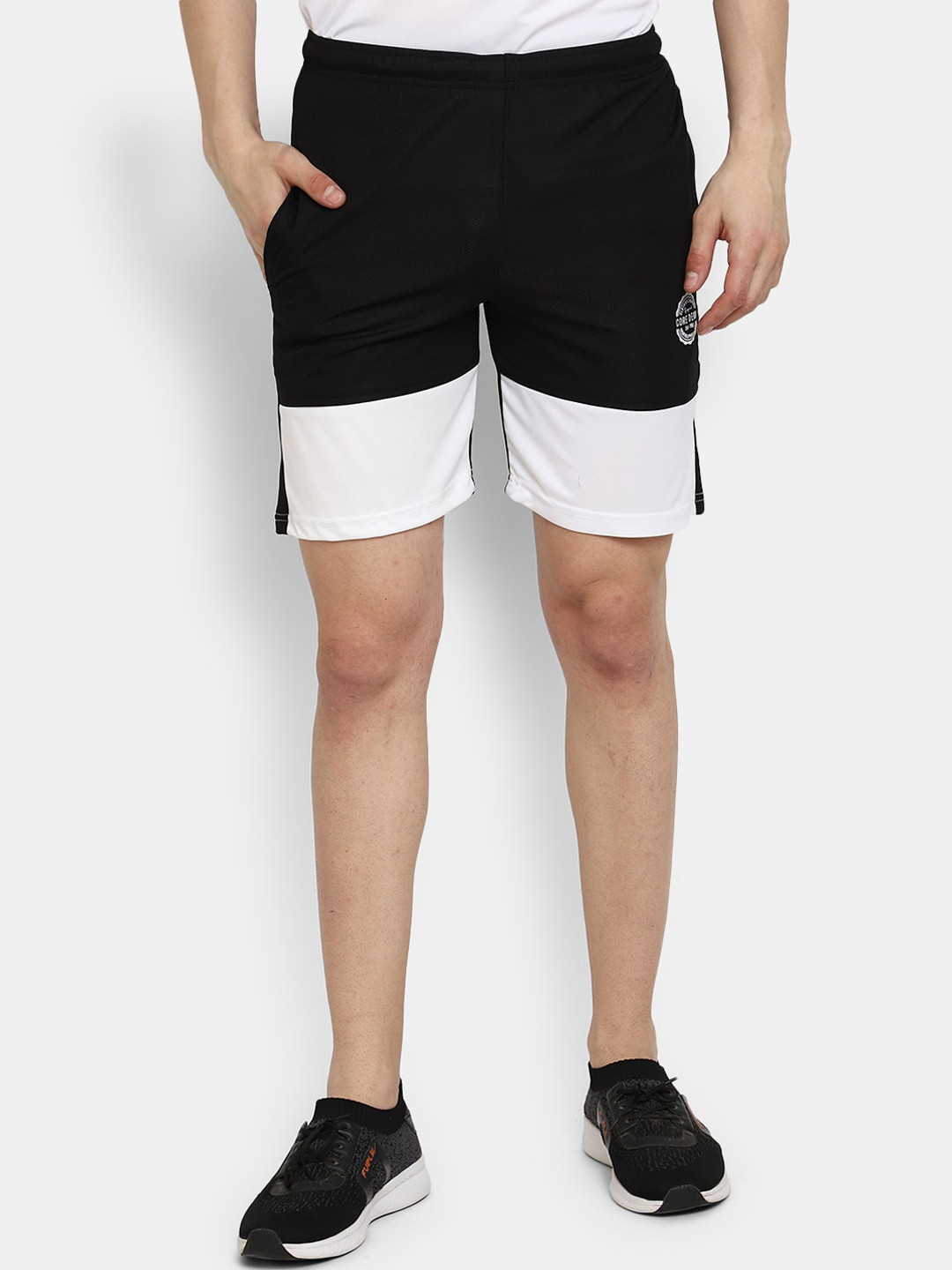 

V-Mart Men Mid-Rise Colourblocked Outdoor Sports Shorts, Black