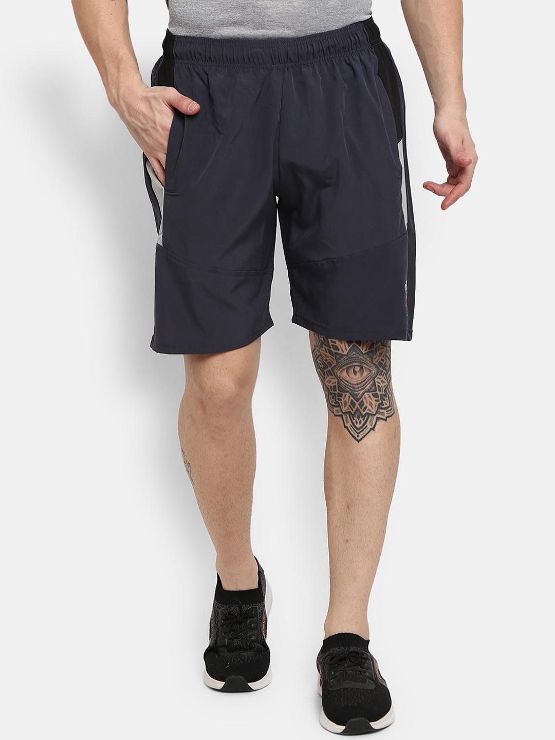 

V-Mart Men Mid Rise Cotton Sports Shorts, Grey