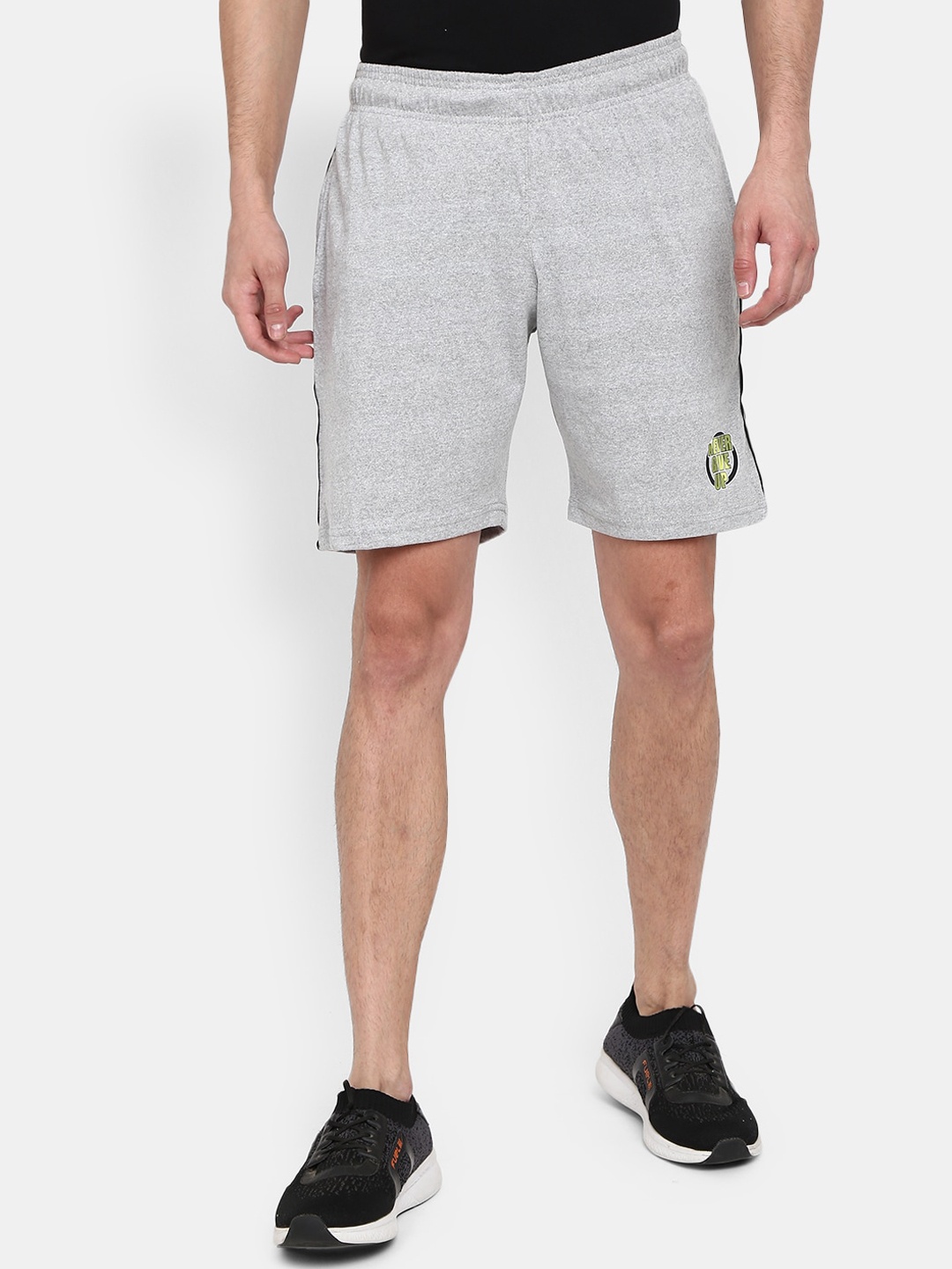 

V-Mart Men Mid-Rise Outdoor Cotton Sports Shorts, Grey melange