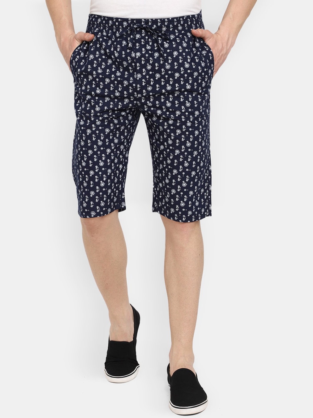 

V-Mart Men Conversational Printed Regular Cotton Shorts, Navy blue