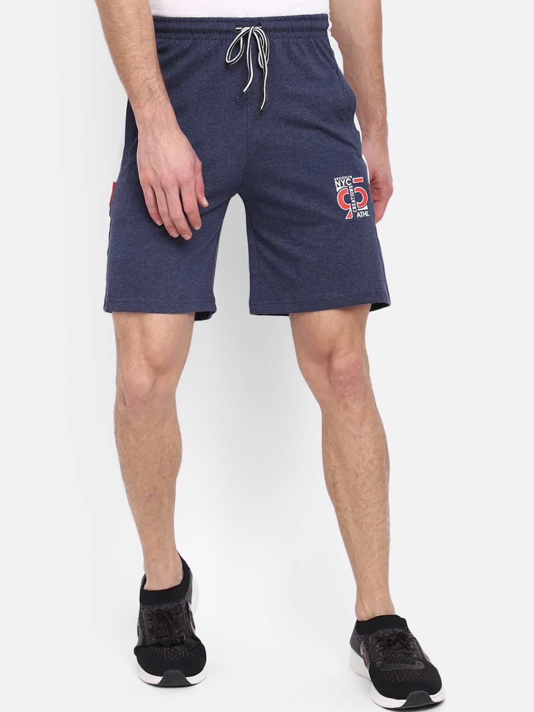

V-Mart Men Colourblocked Mid-Rise Cotton Sports Shorts, Blue