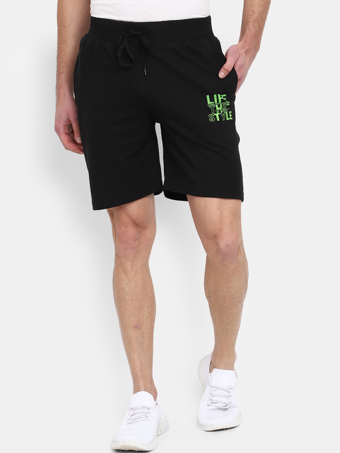 

V-Mart Men Mid Rise Sports Shorts, Black