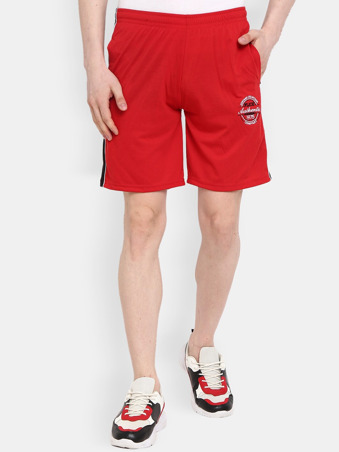 

V-Mart Men Mid-Rise Outdoor Cotton Sports Shorts, Red
