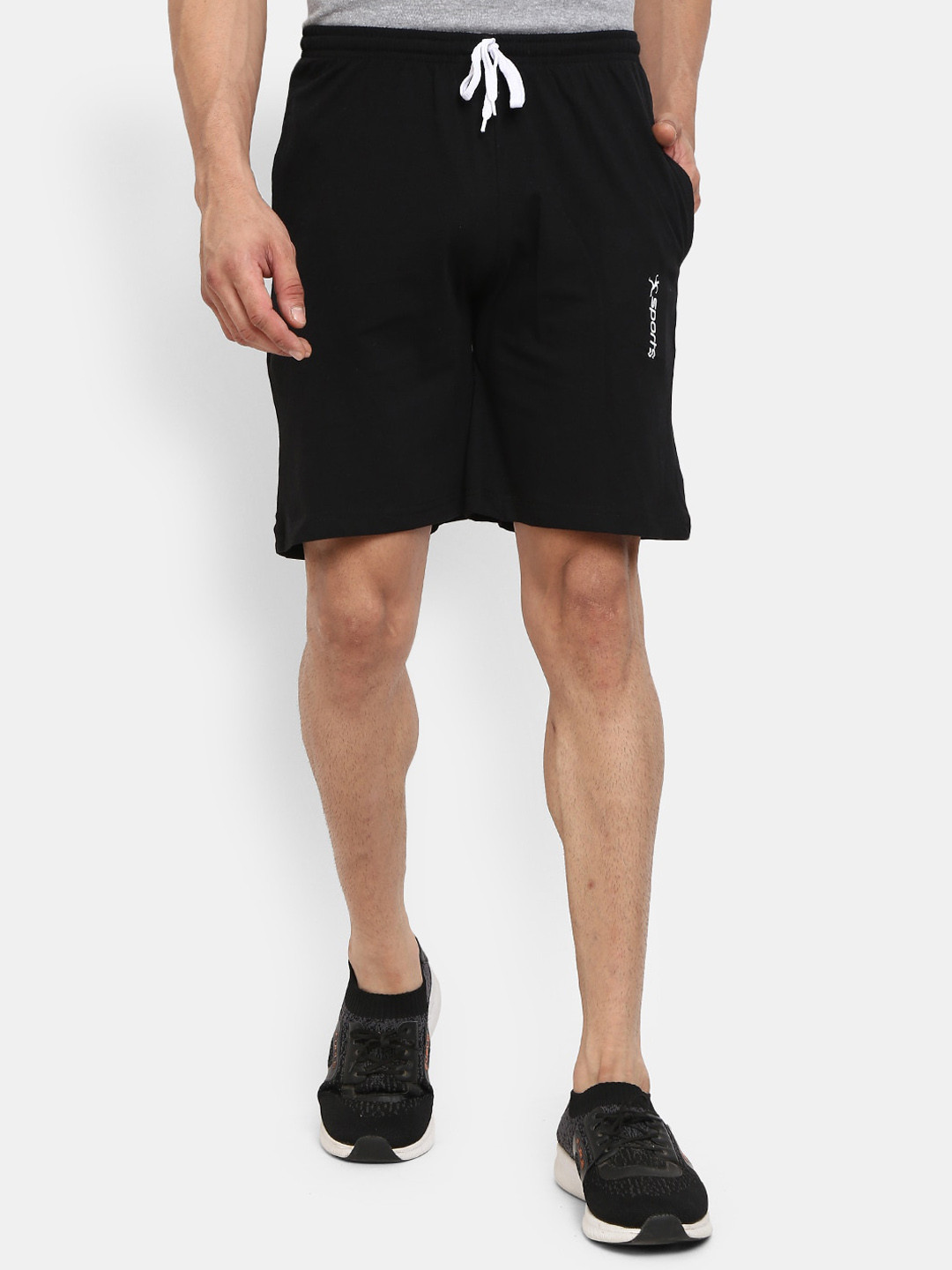 

V-Mart Men Mid-Rise Outdoor Cotton Sports Shorts, Black
