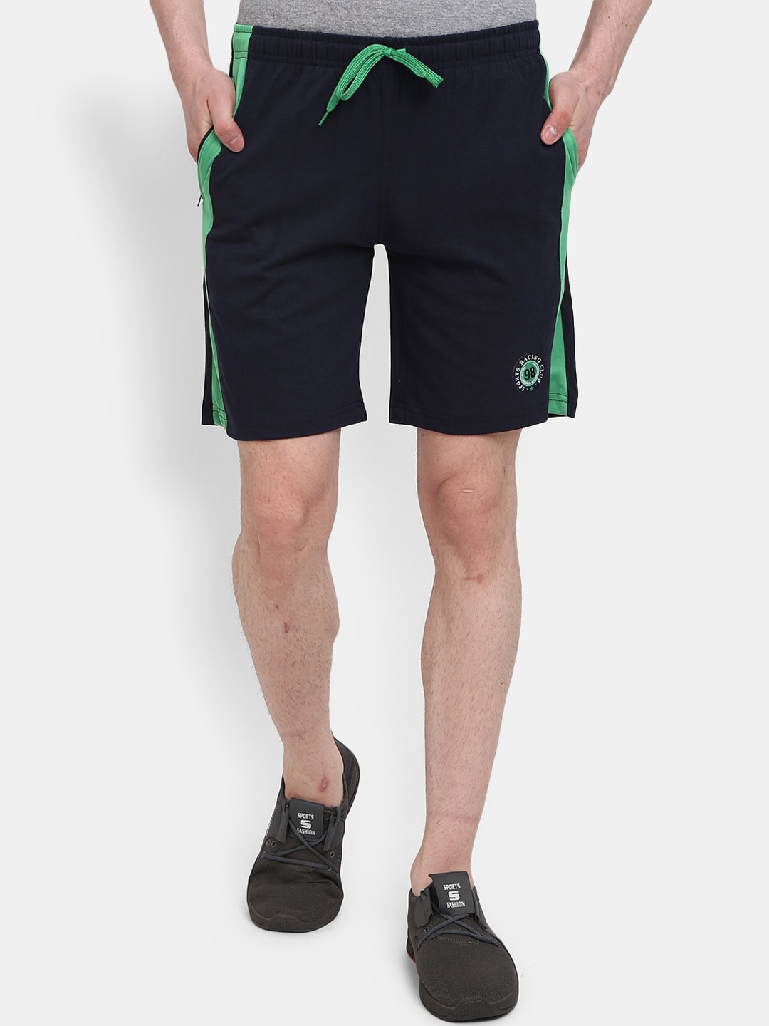 

V-Mart Men Side Striped Mid-Rise Outdoor Shorts, Navy blue