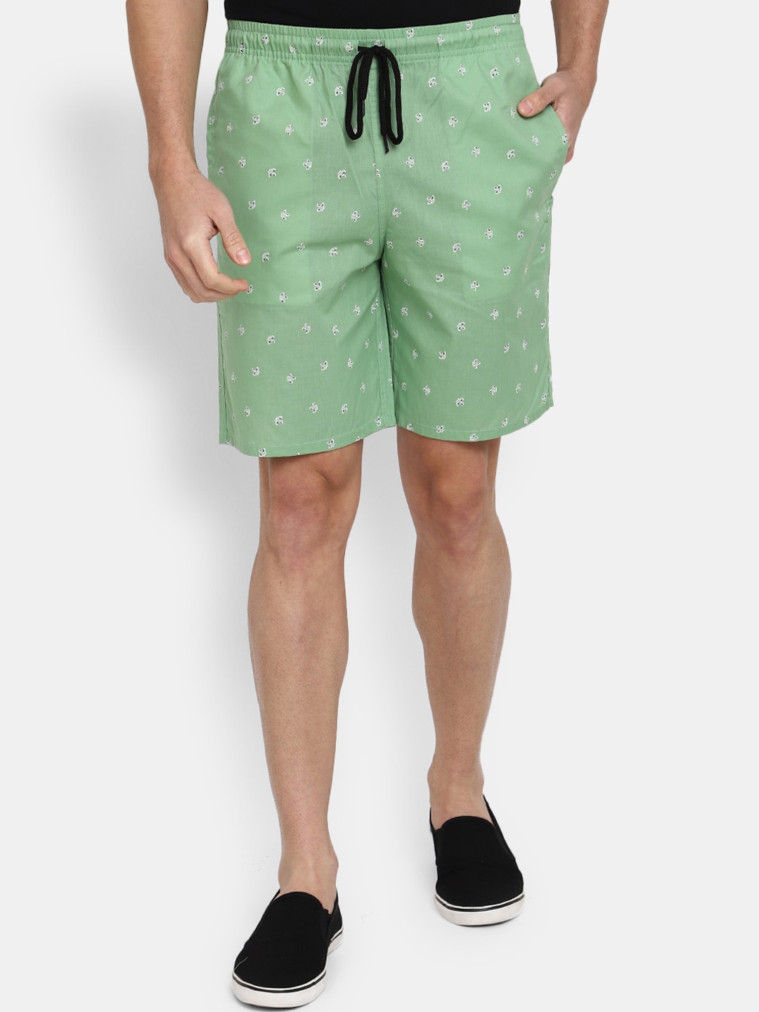 

V-Mart Men Mid-Rise Conversational Printed Outdoor Shorts, Green