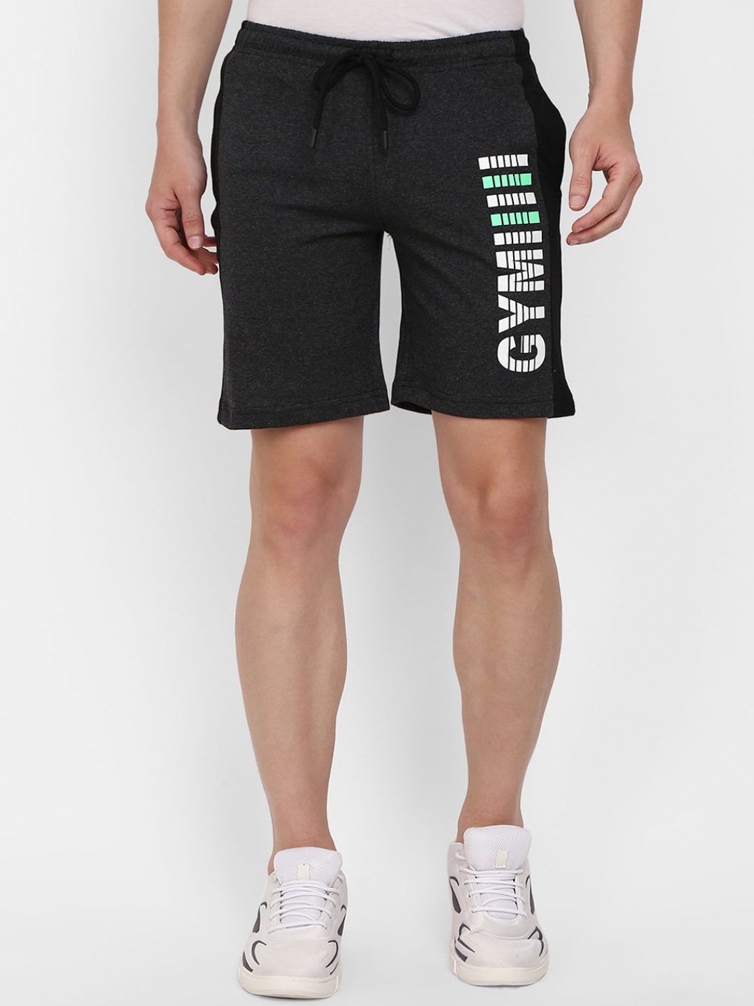

V-Mart Men Typography Printed Mid-Rise Cotton Shorts, Grey