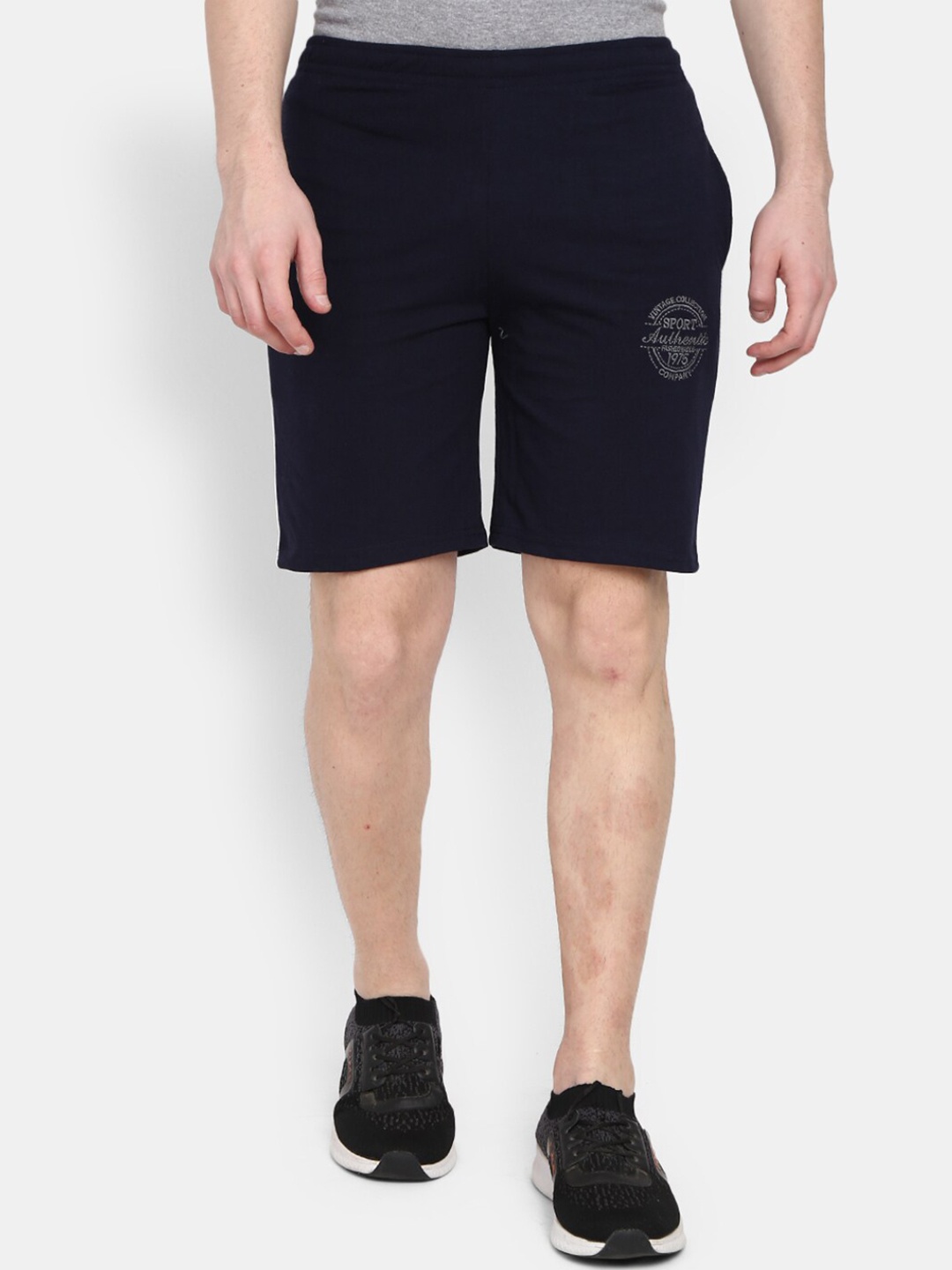 

V-Mart Men Mid-Rise Cotton Sports Shorts, Navy blue