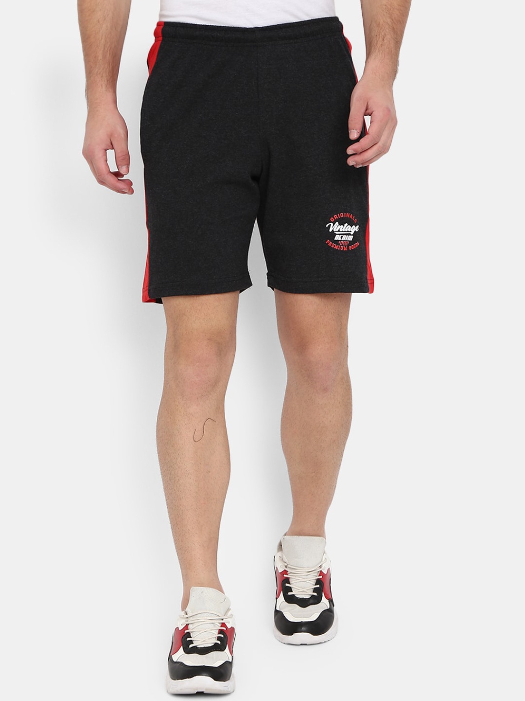 

V-Mart Men Mid-Rise Side Striped Outdoor Sports Shorts, Grey