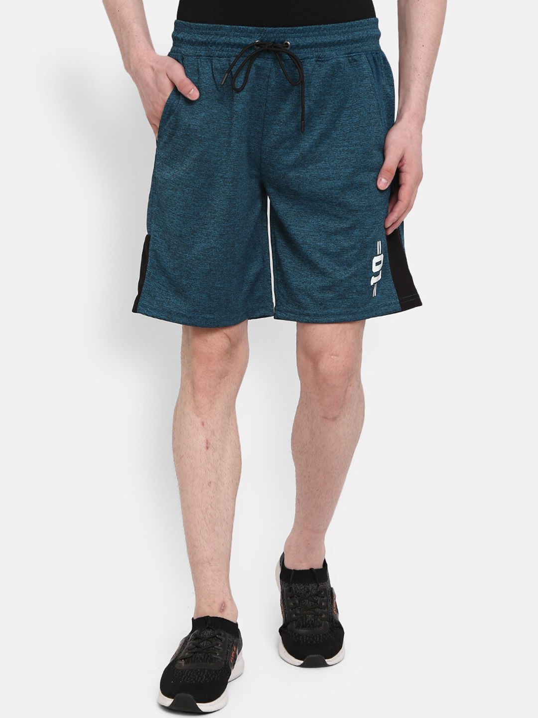 

V-Mart Men Mid-Rise Side Striped Outdoor Sports Shorts, Teal