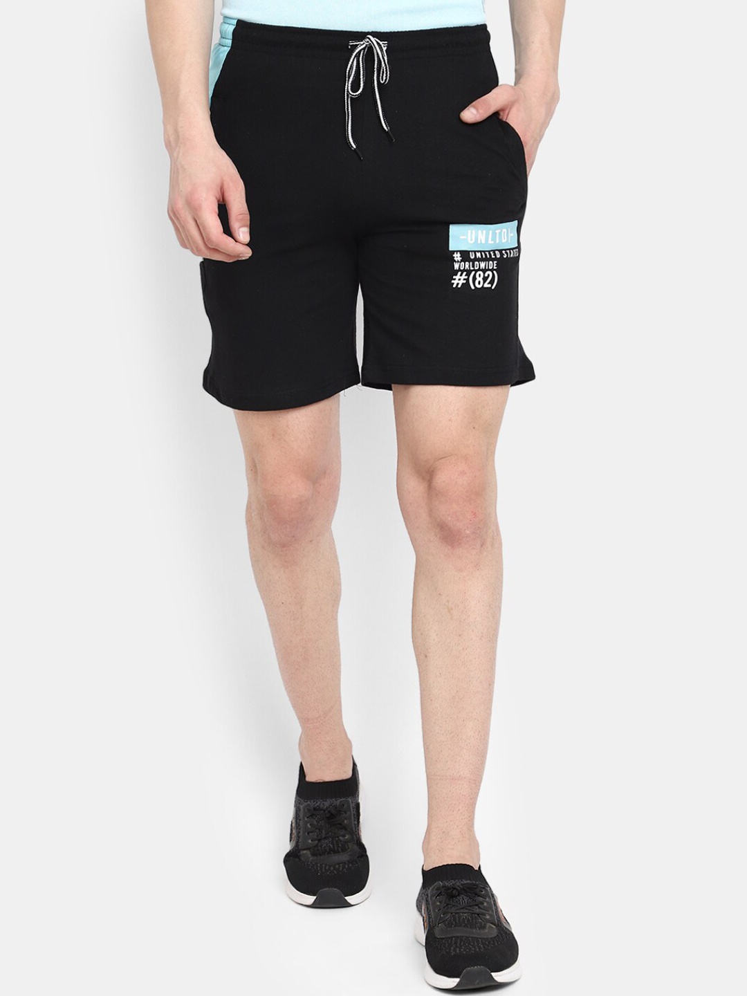 

V-Mart Men Mid-Rise Typography Printed Outdoor Sports Shorts, Black