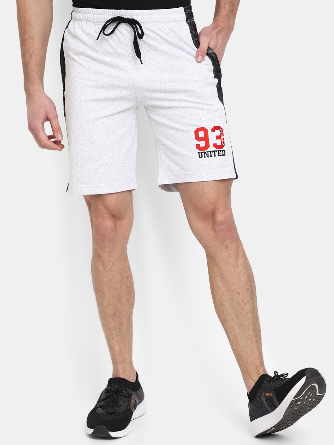 

V-Mart Men Mid-Rise Typography Printed Sports Shorts, White
