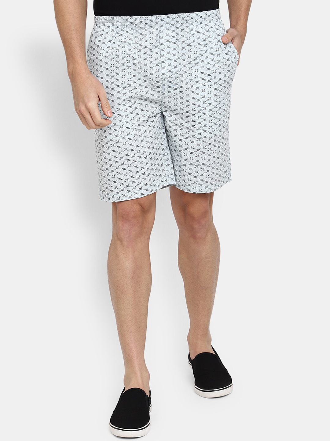 

V-Mart Men Mid-Rise conversational Printed Regular Shorts, Grey