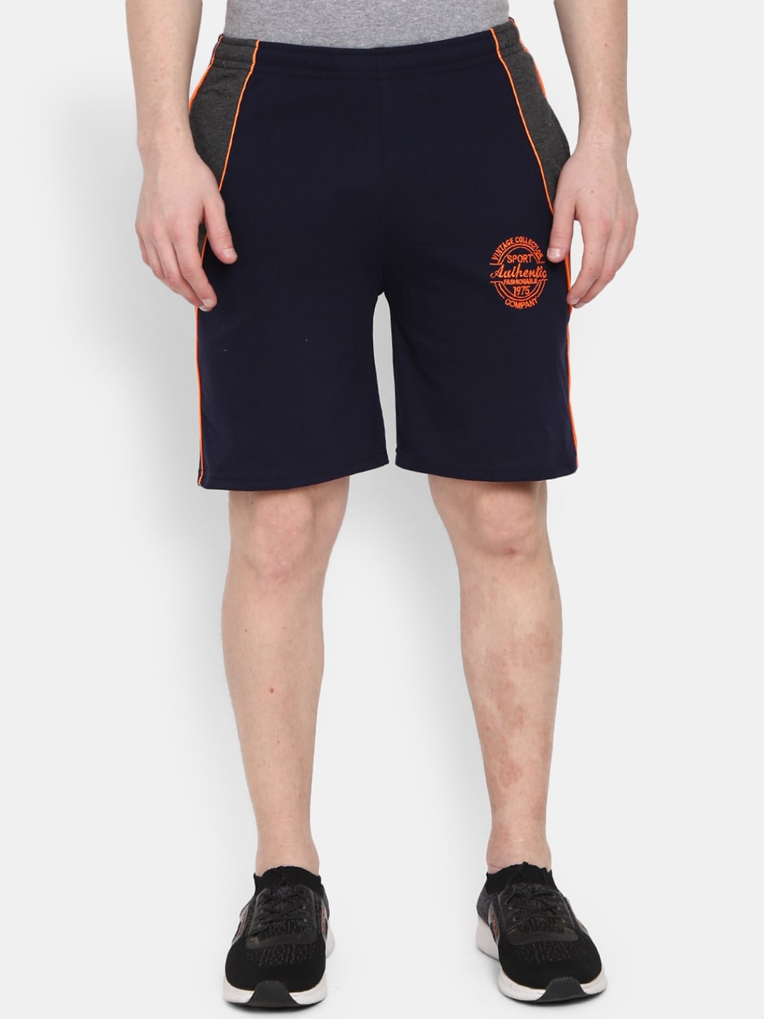 

V-Mart Men Mid Rise Regular Fit Cotton Shorts, Navy blue
