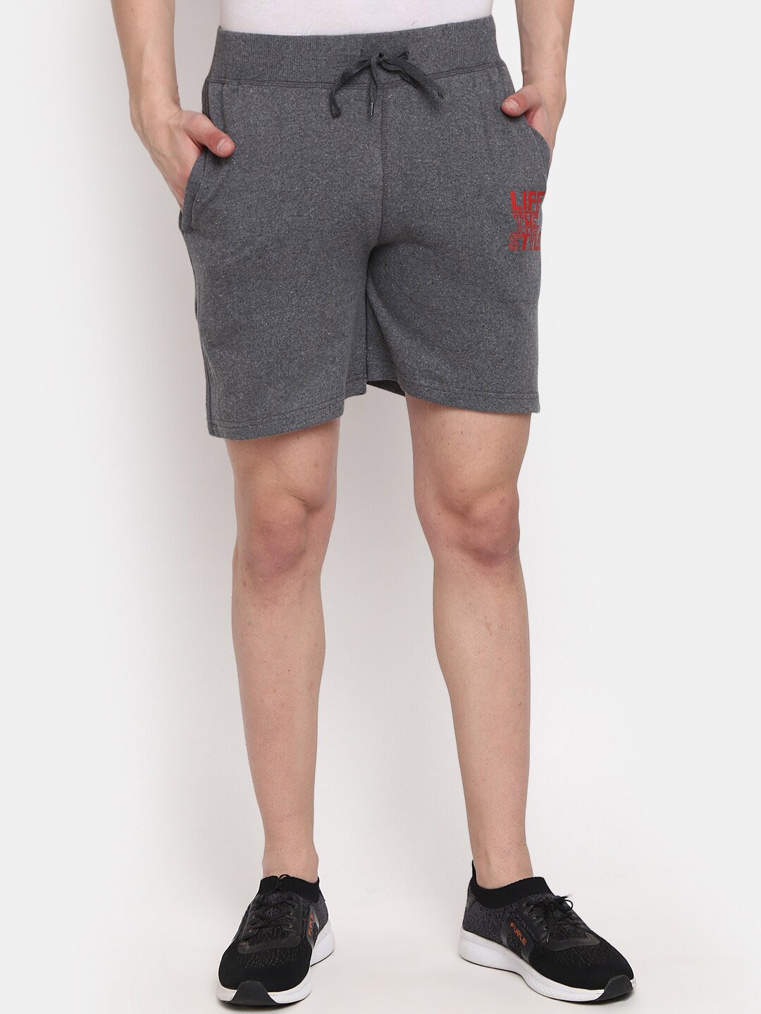 

V-Mart Men Mid Rise Regular Fit Cotton Shorts, Grey