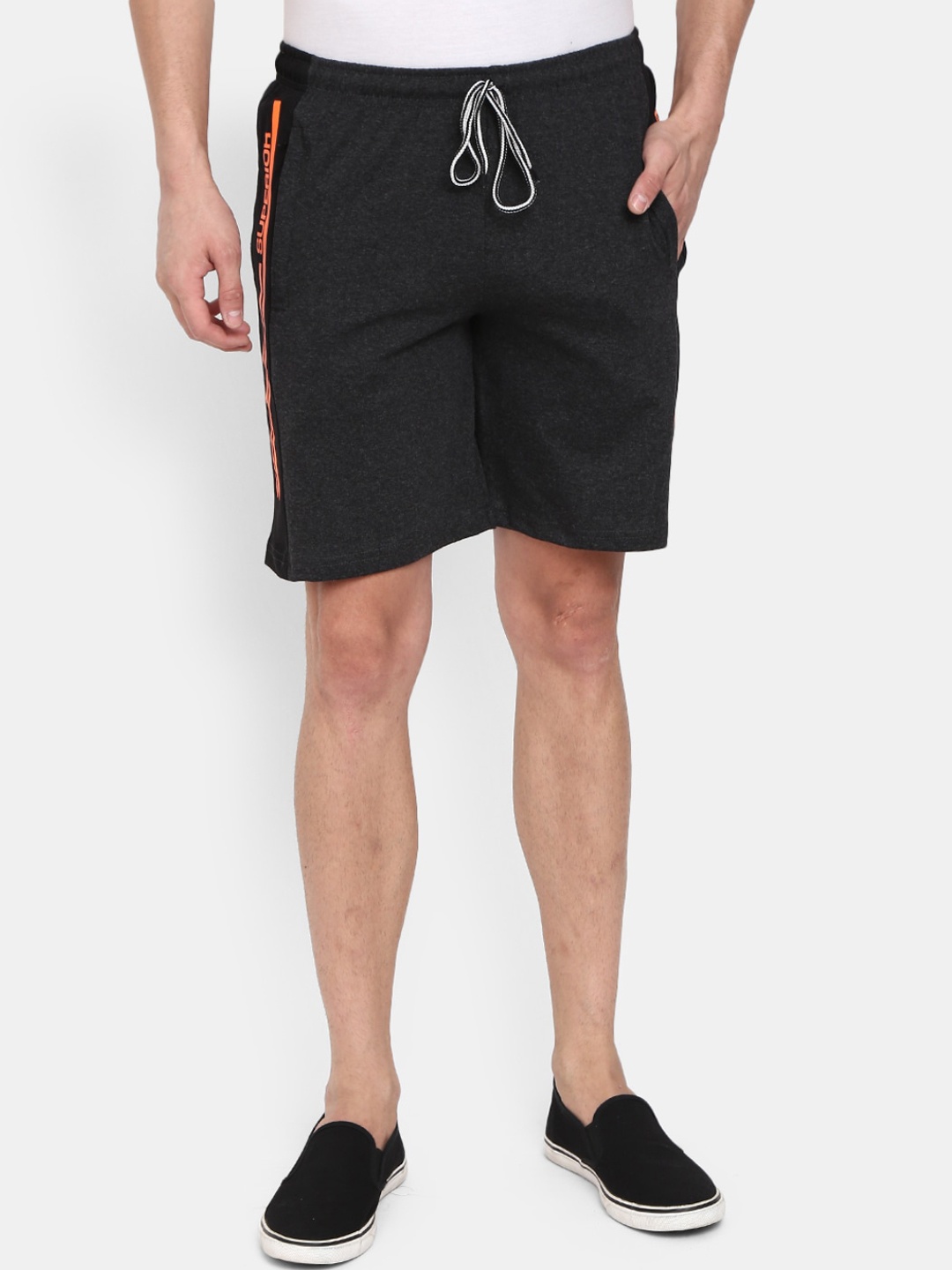 

V-Mart Men Mid Rise Cotton Shorts, Charcoal
