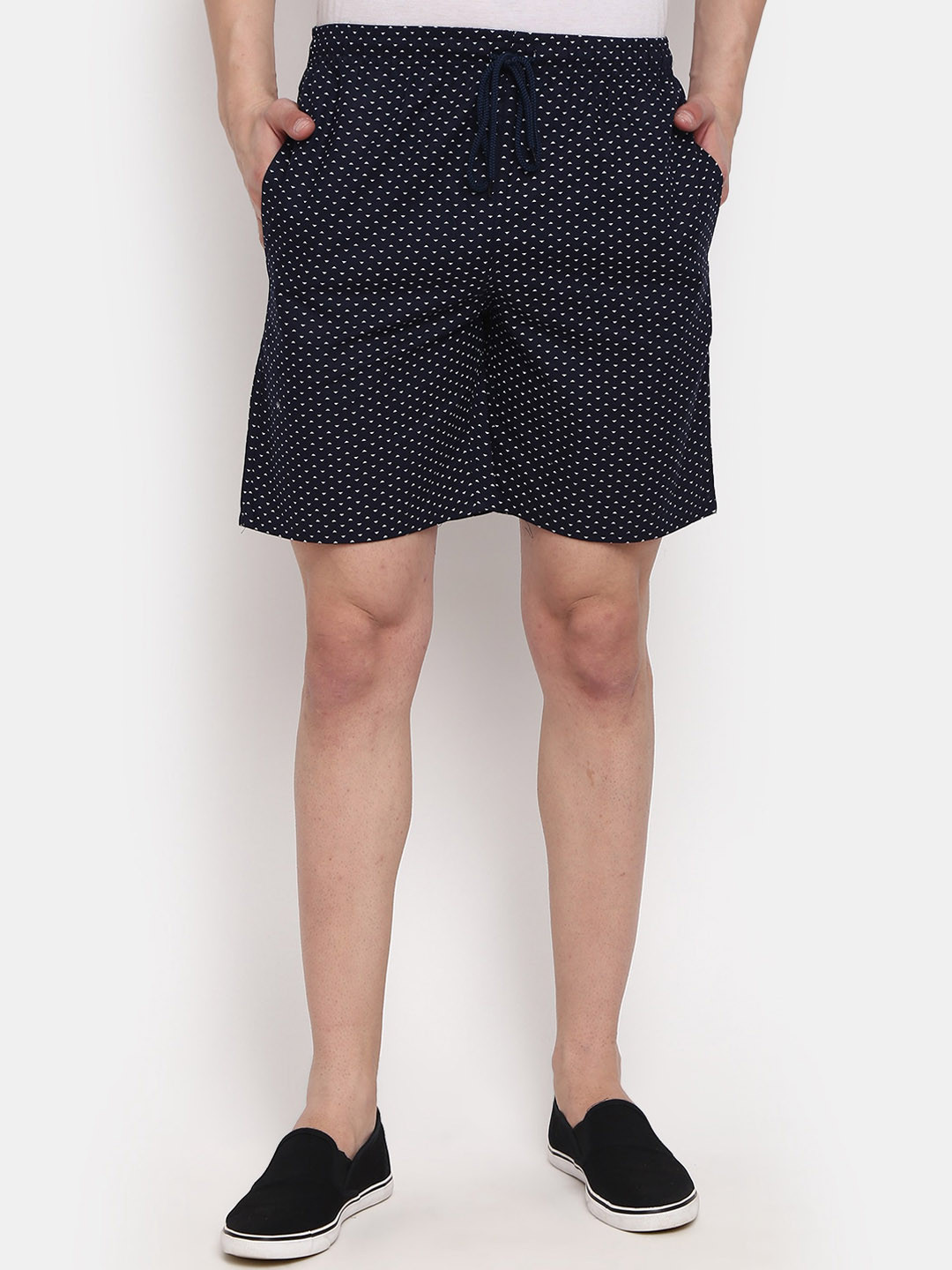 

V-Mart Men Conversational Printed Mid-Rise Outdoor Sports Shorts, Navy blue