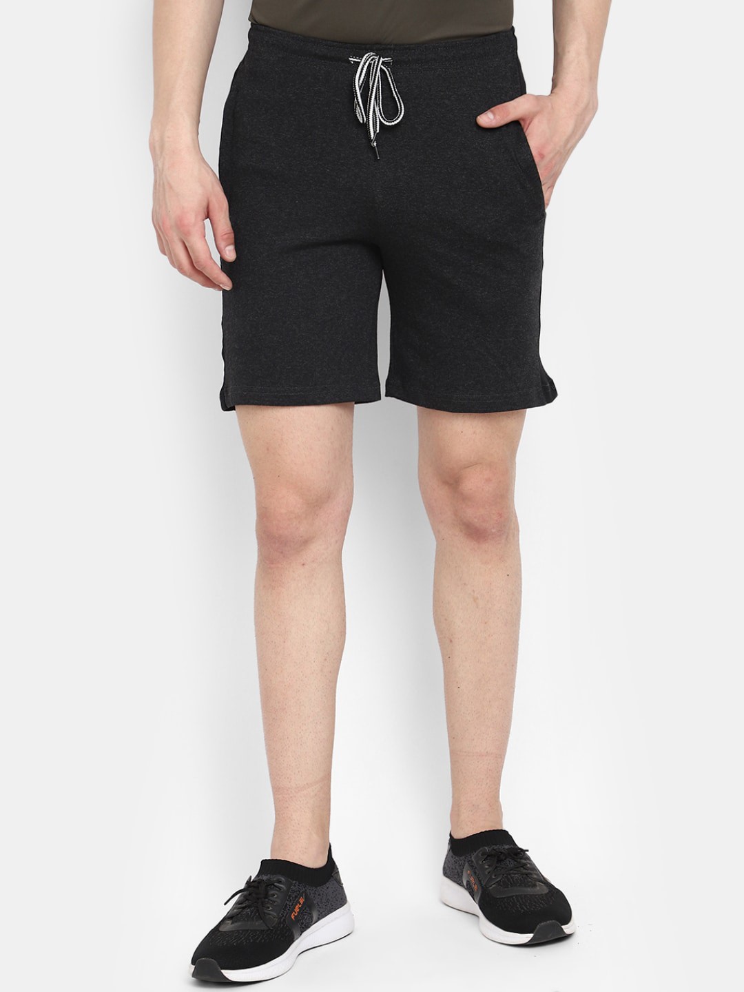 

V-Mart Men Mid-Rise Above Knee Length Cotton Outdoor Sports Shorts, Grey