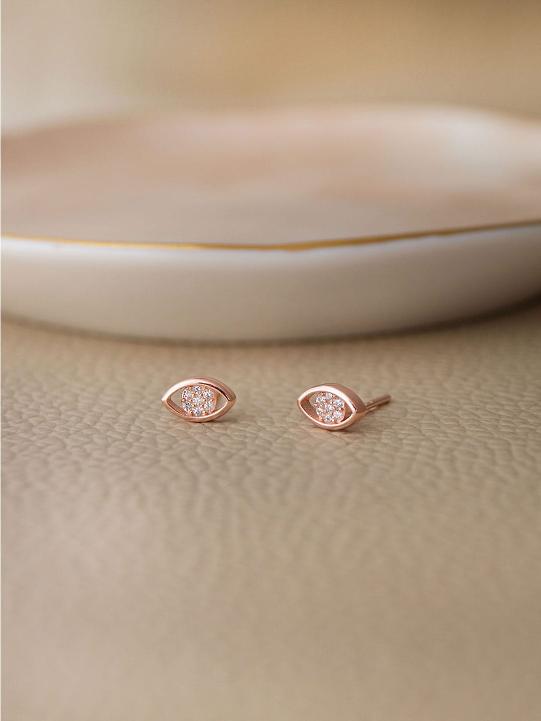 

MANNASH Rose Gold-Plated Oval Studs Earrings