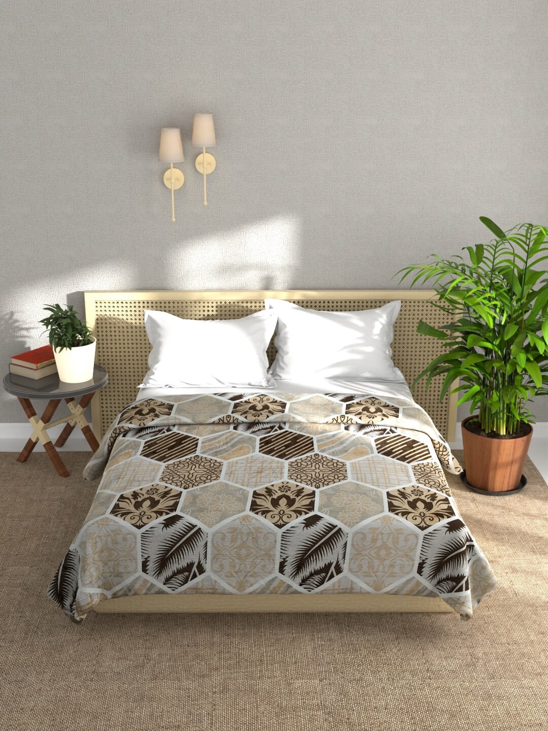 

BIANCA Nautical Brown Geometric Printed Microfiber AC Room 233 GSM Double Bed Blanket