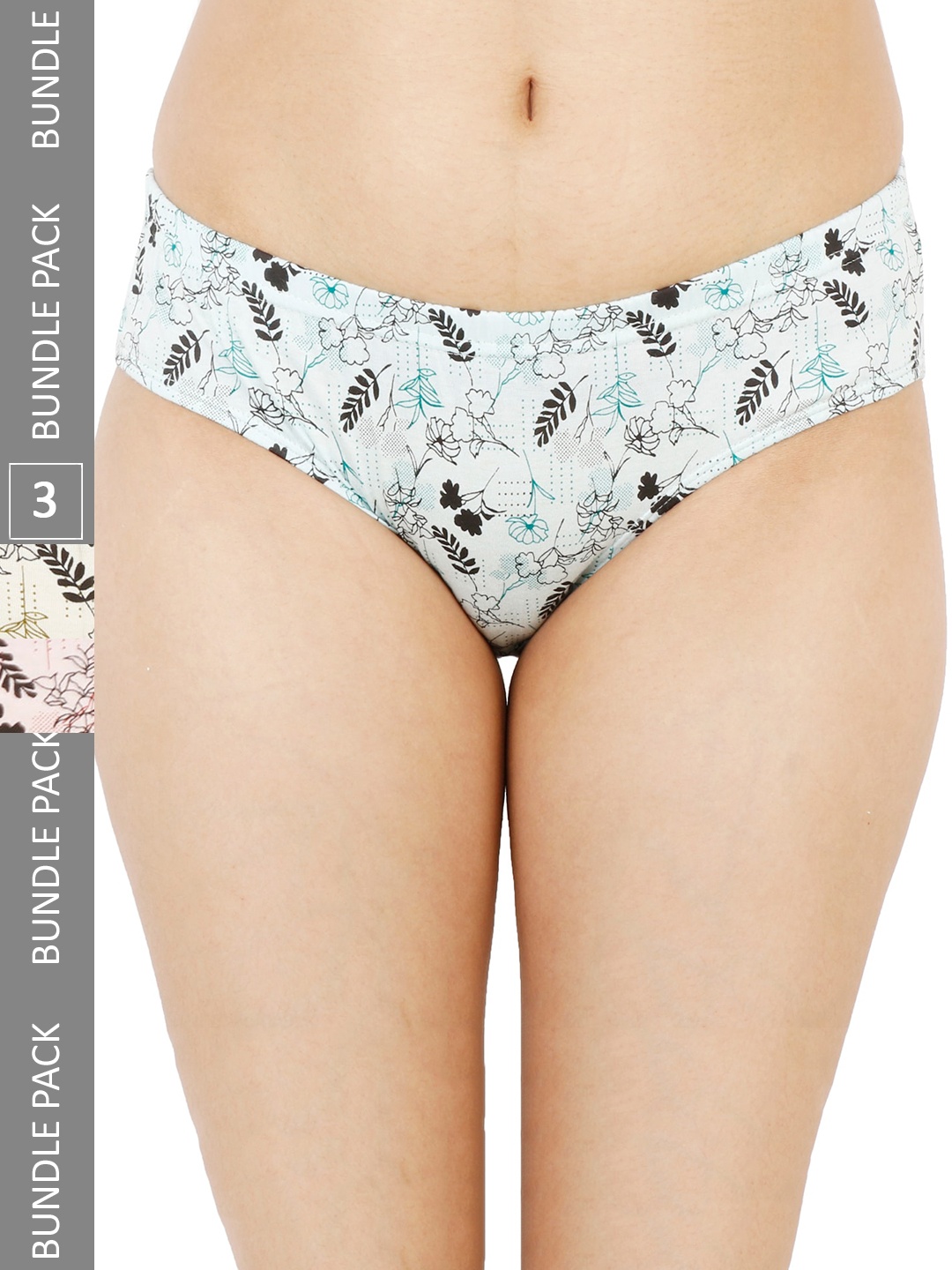 

LADYLAND Women Pack of 3 Assorted Floral Printed Ultra Soft Cotton Hipster Briefs