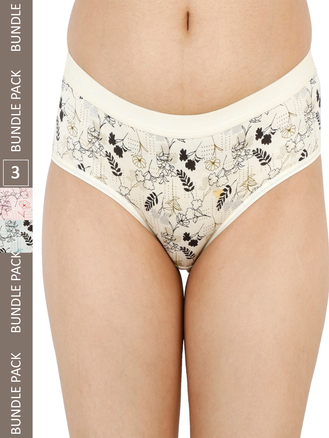 

LADYLAND Women Pack Of 3 Assorted Mid-Rise Ultra Soft Hipster Briefs