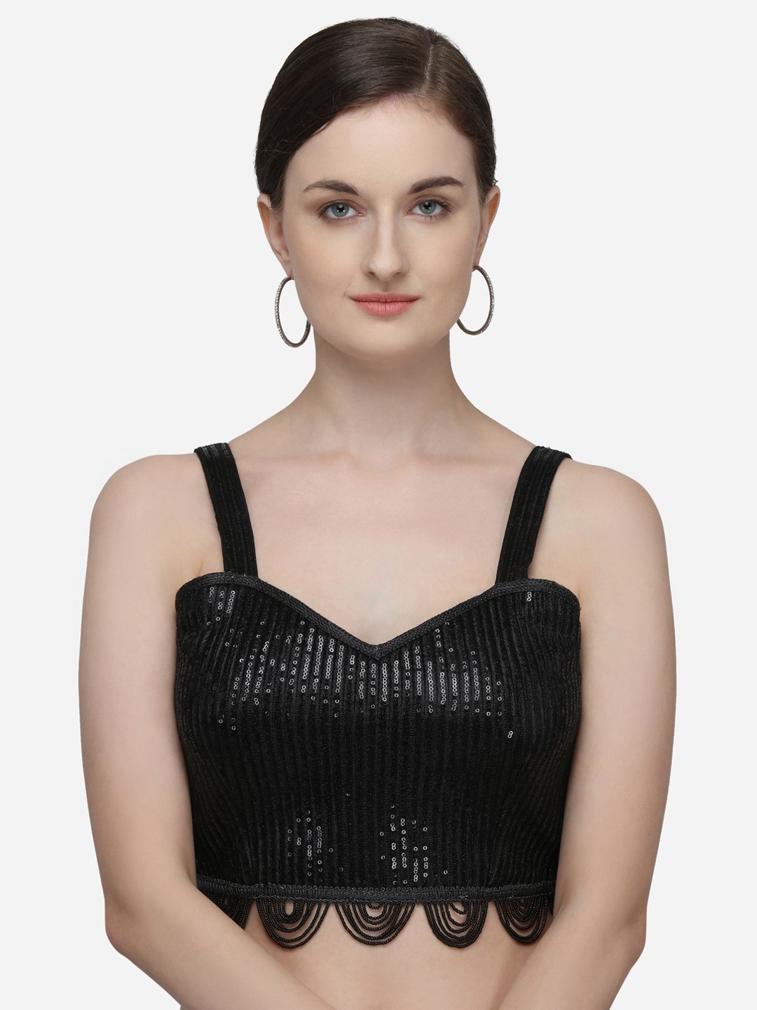 

Fab Viva Embellished Saree Blouse, Black