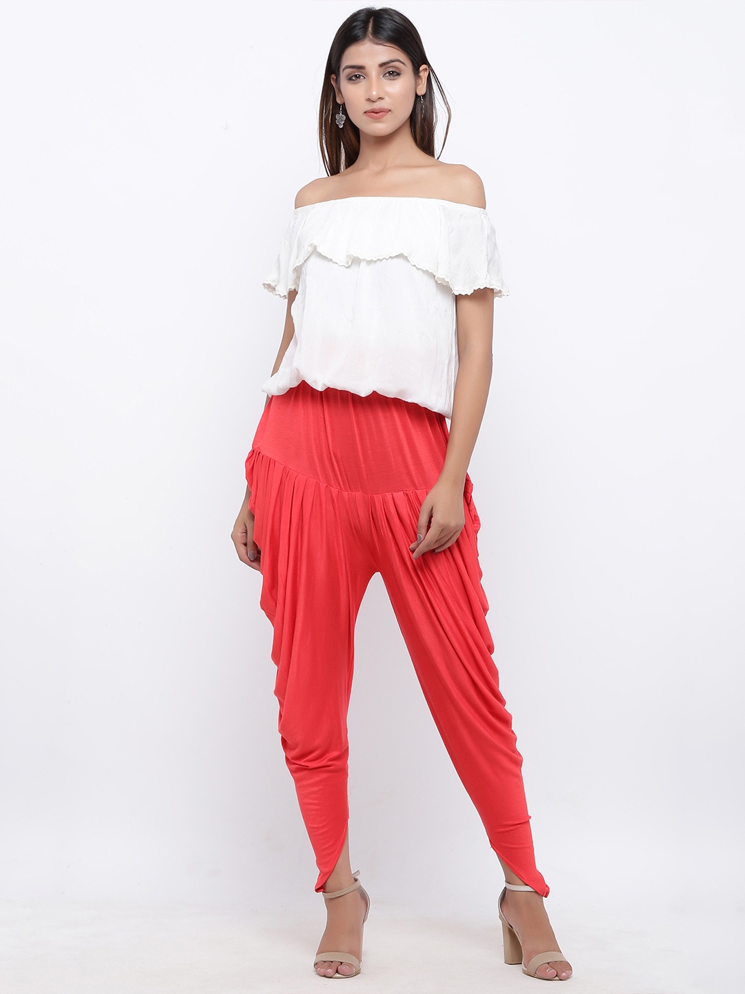 

SOUNDARYA Women Loose-Fit Pleated Harem Pants, Coral