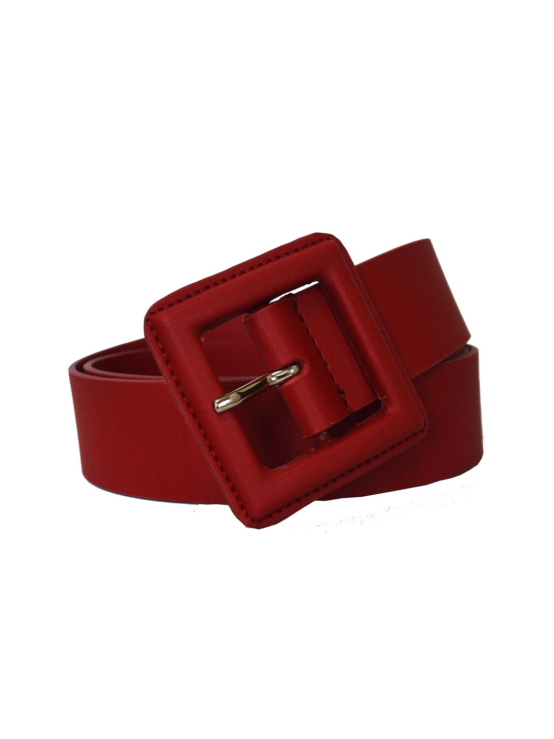 

Belwaba Women PU Wide Formal Belt With Tang, Red