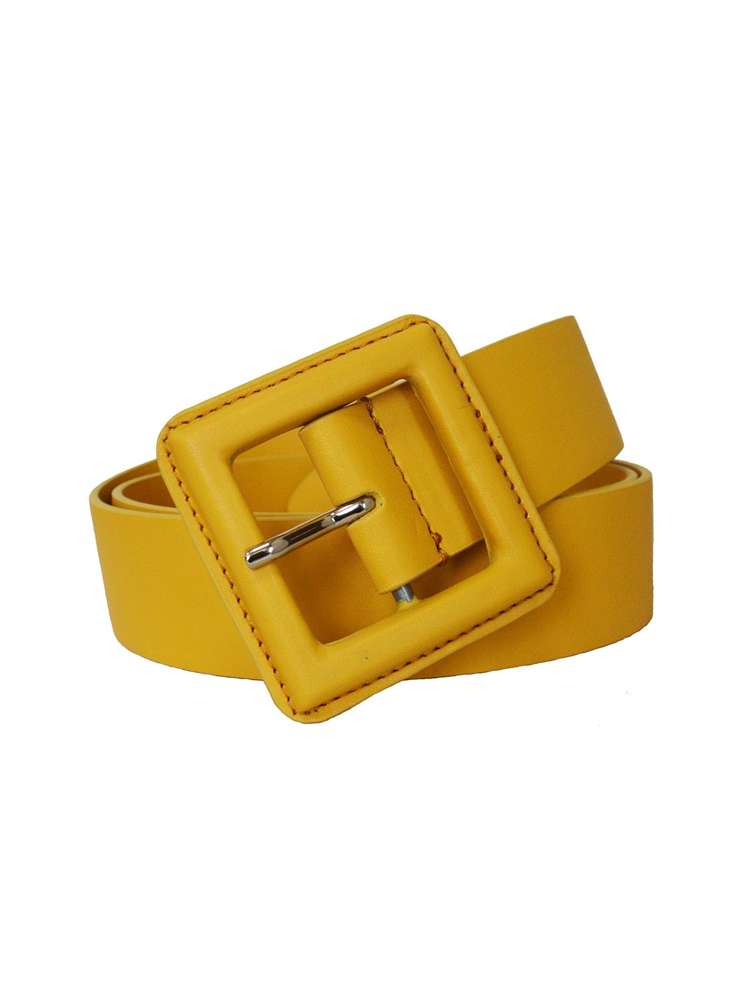 

Belwaba Women PU Wide Formal Belt With Tang, Mustard