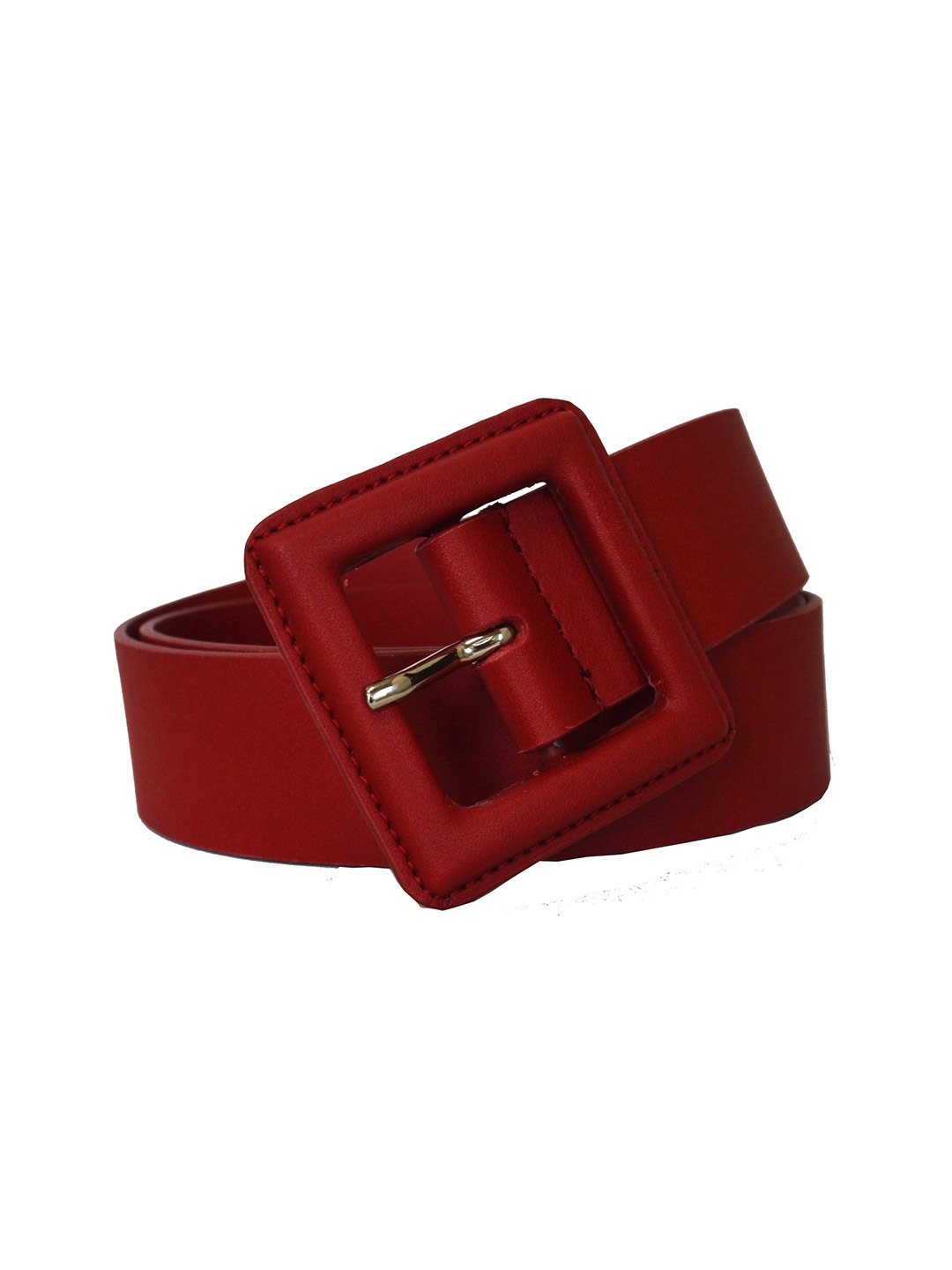 

Belwaba Women Textured Tang Closure Formal Belt, Red