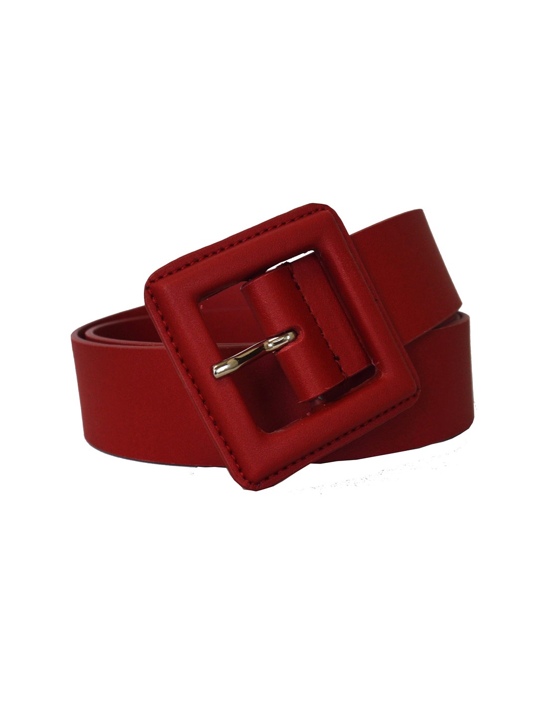 

Belwaba Women PU Wide Formal Belt With Tang, Red