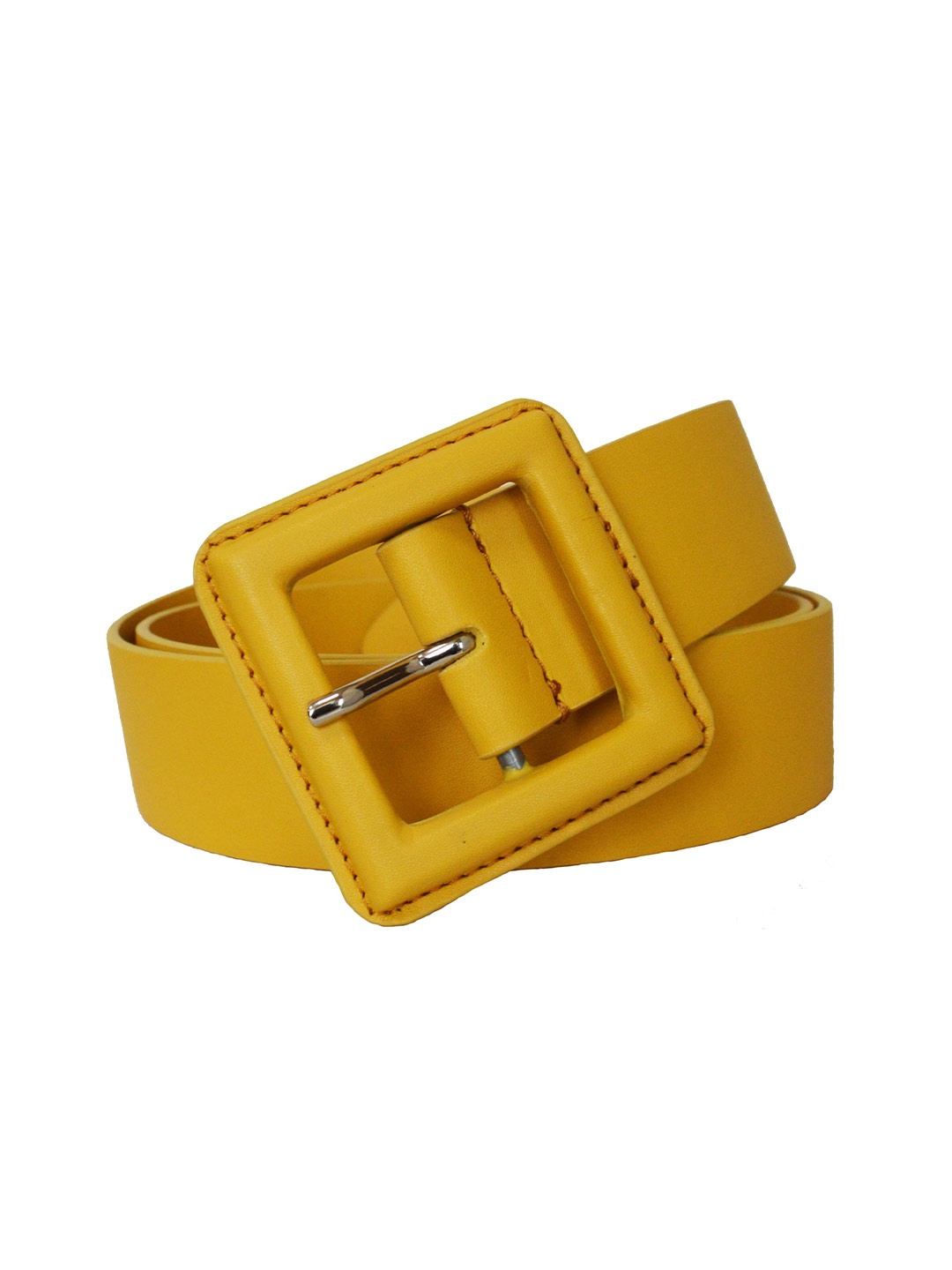 

Belwaba Women Textured Tang Closure Formal Belt, Mustard