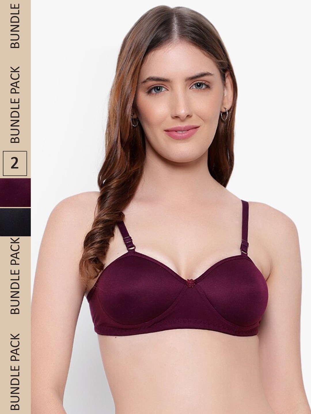 

KYODO Pack Of 2 Lightly Padded Non-Wired All Day Comfort Seamless T-Shirt Bra, Purple